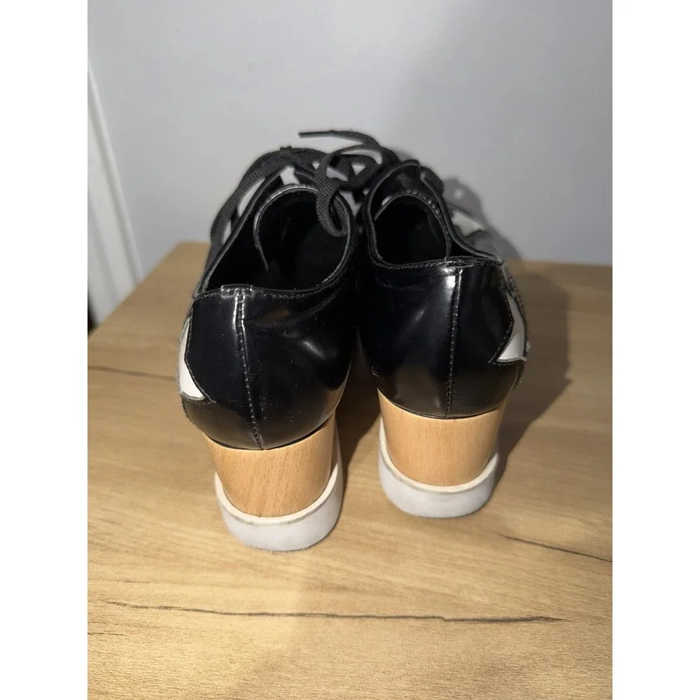 Stella McCartney Platform Star Lace-Up Shoes Black White Women‎ EU 38 L